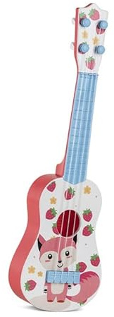 SPYMINNPOO Kinder-Ukulele, 4-saitiges Plastikgitarrenspielzeug mit Cartoon-Design, Pädagogisches Musikinstrument für Anfänger, Spielbares Spielzeug für Jungen und Mädchen ab 3 Jahren (#1)