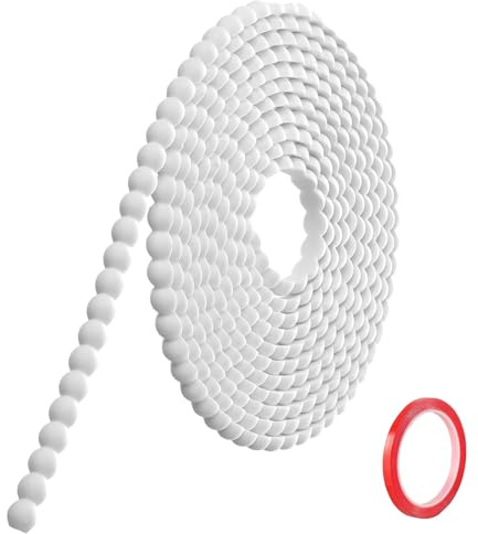 Hengrongshen Moulure Murale Décorative Adhésive Blanc (3M x 8mm) Moulure en PVC Flexible avec Bordure Perlée 3D, Baguette de Finition Hydrofuge et À Peindre pour Mur, Cadre de Miroir et Bords