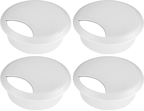 cyclingcolors 2X pasacables 70mm plástico Tapa Redondo Escritorio Mesa Mueble (Blanco) (Paquete de 2)