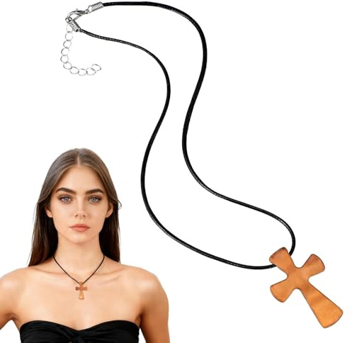 GATHINESS Handgefertigte Modernem Kreuzanhänger für Holz Halskette Damen mit Khaki Design und Eleganter Form Weihnachten oder für Täglichen Gebrauch