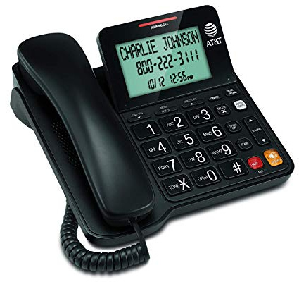 AT&T CL2940 Corded Phone with Speakerphone, Extra-Large Buttons and Tilt Display, Caller ID/Call Waiting, Audio Assist Volume Boost, Black