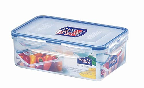2 Stück Lock & Lock Frischhaltedose, Vorratsbox, 1,0 Liter, rechteckig mit Ablaufgitter, transparent, 205 x 134 x 69 mm, Set by Danto®