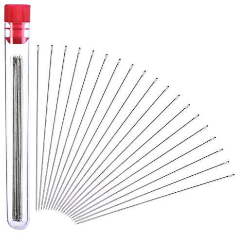 30 Piezas Agujas de Cuenta, 0.45 mm de Diámetro y 80 mm/ 3.15 Pulgadas de Largo con Botella de Aguja