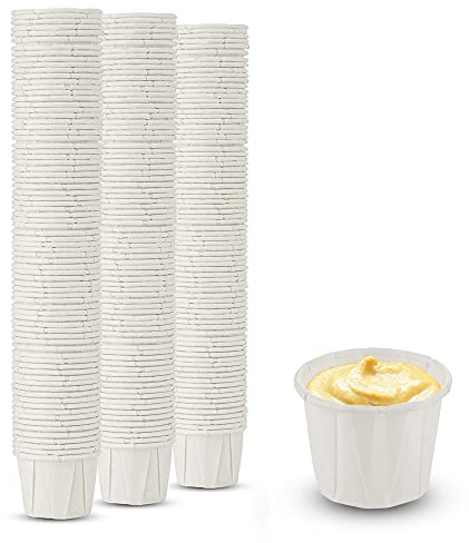 MT Products 1/2 oz Paper Souffle Portion Cups - 450 Pack - White Disposable Condiment Cups for Ketchup, Samples & Medicine - 0.5 oz
