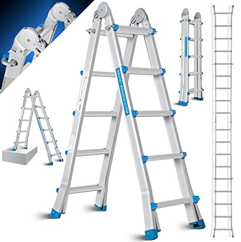 MASKO® scala in alluminio rampa multiuso 5,10m 4x5 pioli Struttura telescopica ✓ multifunzione ✓ scala pieghevole ✓ Sistema di accesso estensibile ✓ di prolunga ✓ telescopico da salita