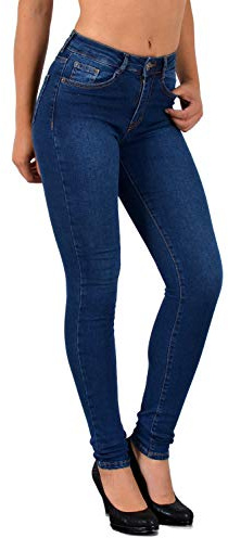 ESRA Damen Jeans Jeanshose Damen Skinny High Waist Hochbund Hose bis Übergröße S300
