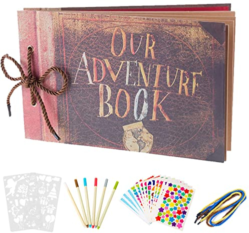 AIOR Fotoalbum zum Selbstgestalten, Adventure Book Fotoalben DIY Scrapbook Album, Fotobuch Album für Reise Gästebuch Hochzeit Geburtstag Jahrestag Weihnachten Geschenk Frauen (A)