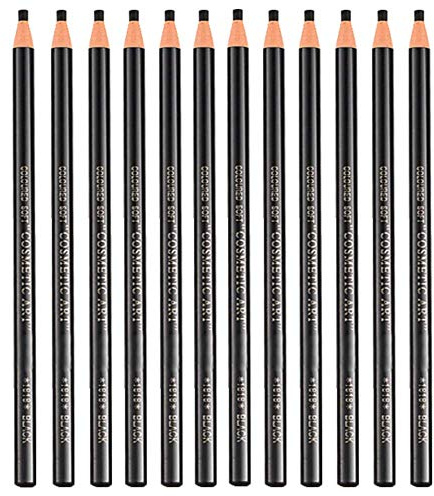 12 Pcs Waterproof Eyebrow Pencil Black Tattoo Eyebrow Color Pen Pencils Lasting Eyebrow Liner Eyeliner for Marking Filling And Outlining Tattoo Makeup (Black)