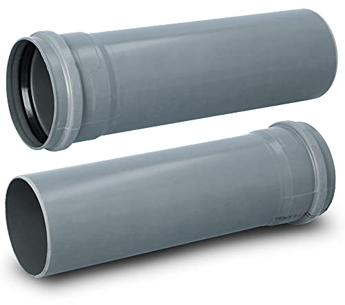 HT Rohr Abwasserrohr mit Muffe Ø 110 mm x 315 mm Grau | PVC Kanalrohr Abflussrohr mit Gummidichtung | Kanalrohrsystem Heißwasser Chemische Beständigkeit | Abwasser Installation