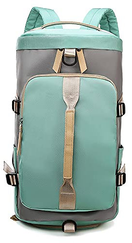 LCAWEI Reisetasche für Damen 2 in 1 Sporttasche Reisetasche & Reiserucksack - 29,25L Multifunktionale Reisetasche Große Seesack mit Schuhfach, grün, L,