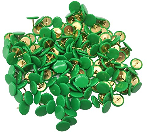 Ruidee 150 Stück Reißzwecken Metall Dekorative Reißzwecke Reißnagel rund mit Kunststoffköpfen und Stahlspitzen (Green)