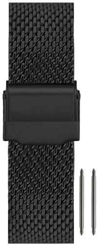 masar 22mm Nero - Cinturino Orologio Maglia Milanese, Bracciale - Watch Bracelet Mesh - Maglia 1mm - Universale