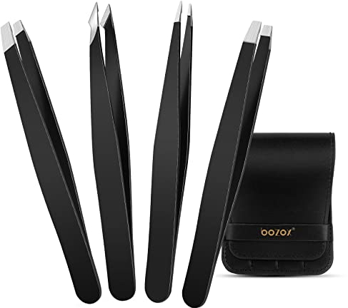 Pinzetten Set 4 St - Edelstahl Pinzette Perfekte Präzision zum Augenbrauenzupfen Gesichtshaarentfernung Hochwertige Pinzette für eingewachsene Haare, Gesichtshaare, Splitter, Mitesser