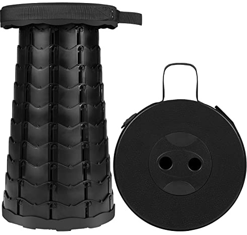 Diealles Shine Taburete Telescópico Portátil, Taburete Plegable Camping con Gran Capacidad de Carga, Ajustable Taburete Telescópico para Cámping Pesca Jardín, Negro