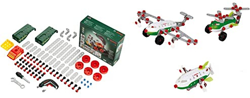 Theo Klein 8497 Multi-Tech Konstruktionsset mit Bosch Ixolino | 107 Bauteile ab 3 Jahren, 27 x 9 & 8790 Bosch 3 in 1 Konstruktions-Set Aircraft Team ab 3 Jahren, 26.5 x 22 x 12 cm