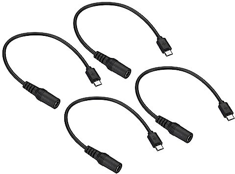 PATIKIL 7.9 Micro USB to DC Extension Cable, 4 Pack Micro USB Male to DC 5.5x2.1mm Female Extension 5V DC Power Cords Connector Connector for Fans LED Strips, Black
