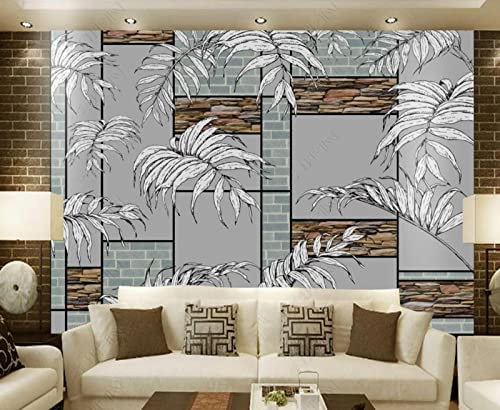 Papel Pintado 3D Pared De Ladrillo De Hoja De Celosía Papel Tapiz Fotomurales Moderno Murales -307862 150x105cm