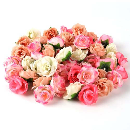 MUYAPAY 80 x Gefälschte Rosenköpfe Künstliche Rose Blütenköpfe Blütenkopf | Gefälschte Kunstpflanze Dekoration für DIY Girlande Hochzeitsstrauß Party Home Decor (4 Farben)