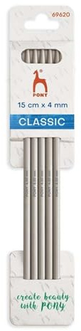 Pony Classic Strumpfstricknadeln Aluminium 15 cm 4,00 mm - 1 Stück