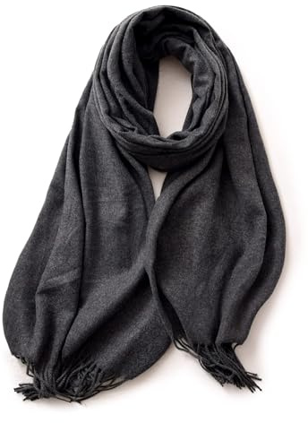 KARMA.DIEM Sciarpa Donna Invernale e Uomo – Cashmere & Merino Touch – Morbida, Calda e Grande – Sciarpone Invernale XXL 180x65cm – Pashmina Elegante per Cerimonia e Regalo (Grigio Scuro)