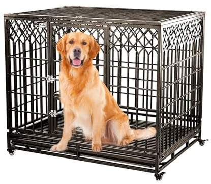 Hundehaus für Drinnen mit Abnehmbares Tablett Hundehütte für mittelgroße Hunde Eckige Hundehütte Hundebox Hundehaus mit Türriegel für kleine Hunde bis mittelgroße Hunde. ( Size : 125x93x110cm )