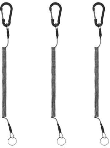 Sliverdew Lot de 3 porte-clés en spirale élastique - Porte-clés - Noir - Cordon élastique - Sangle de retenue pour clés