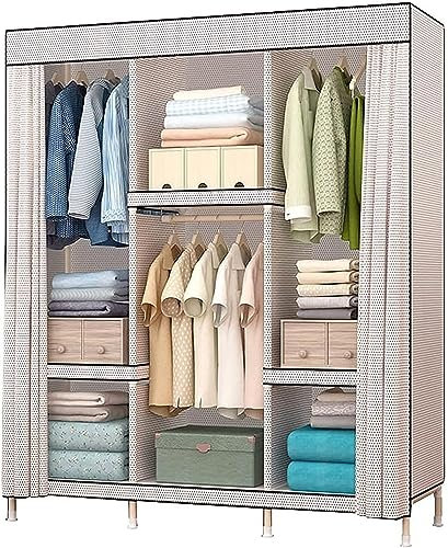 Tragbarer Kleiderschrank aus Stoff, zusammengebaute Kleiderschränke aus Stoff, Massivholz, multifunktional, für Schlafzimmer, Schrank, Montage, Trennwand, große Kleiderschränke, C, 168 x 130
