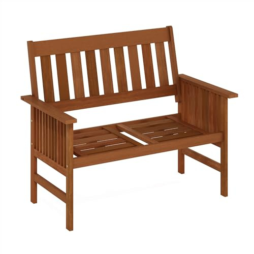 Furinno Tioman Gartenbank aus Hartholz im mediterranen Stil, Natur