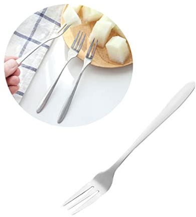 Fruit Tasting Prong Home Restaurant Dinner Cocktail Fry Serving Basket Cake Deep Fork Forks Steel For Baskets Tableware Party Kitchen Accessory Flatware Mini Supplies Toothpick Spork(Size:Medium)