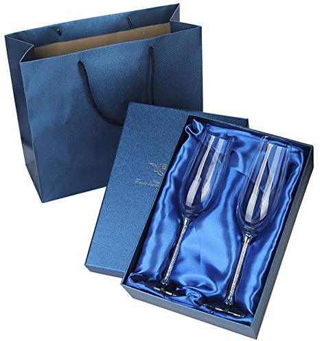 Foemey Copa de cristal tostado regalo para brindis con copas de champán personalizadas de 2 piezas para vasos de novia