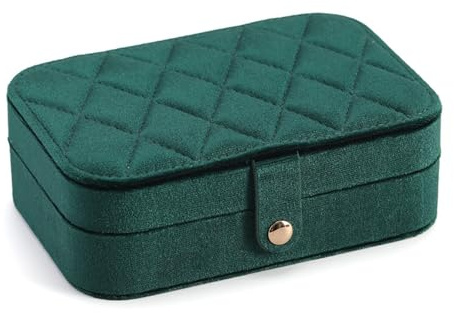 Smyckesförvaringslådor, velourfoder smyckehållare lådor med sminkspegel för hänge örhänge halsband