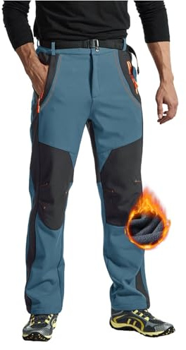 Rdruko Skihose Herren Wasserdicht Softshellhose Wanderhose Warm Thermohose | Gefüttert Winterhose Schneehose Outdoorhose Snowboardhose Winter Trekkinghose mit Gürtel für Skifahren Wandern Fahrrad