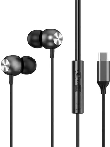 Cuffie Cablate Per Bassi Profondi, Auricolari Stereo Per Bassi Profondi Di Tipo C, Cuffie Intrauricolari In Metallo, Auricolari Sportivi In materiale Siliconico Per Telefoni Cellulari, Computer