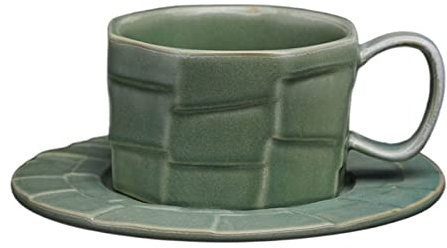 Taza de café de cerámica áspera Antigua de 250 ml Juego de Taza y Plato para el hogar y la Oficina Taza de té