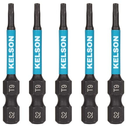 KELSON 5pcs T9 Torx 50mm #9 Star Drive Impact Rated Punte per cacciavite 1/4 universale