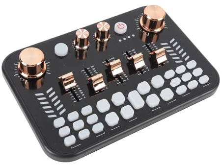 VBESTLIFE Kit de Mélangeur Audio pour Le Streaming en Direct, Ensemble D'équipements de Planche de Son Podcast, Bluetooth Audio Interface DJ Mixer Board Sound Board Dynamic Microphone pour