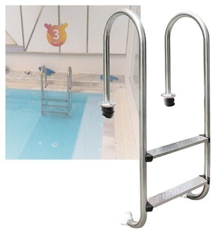 Swimming Pool Ladder,2/3 Steps in-Ground Stainless Steel Step Easy Climbing, Swimming Pool Step with Handrails for Outdoor Pool(2-Steps1.0mm)