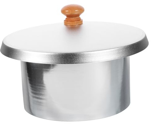 Wachsschmelzschale 600cc Aluminium Topf mit Deckel für Wachs | Satz, Silberne Ausführung, für Wachsschmelzmaschine, Pflegeleichtes Innengefäß mit Deckel