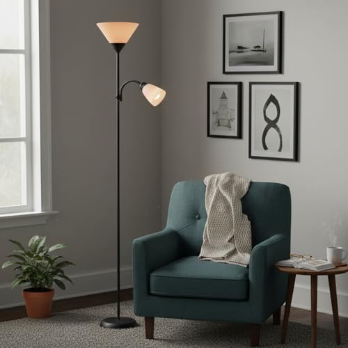 LED Floor Lamp Free Standing, Adjustable Reading Light for Living Room Bedroom Office, Modern Tall Standing Lamp for Home, Study, Corner, Sofa, Bedside and Workspace, Energy Efficient Floor Lighting