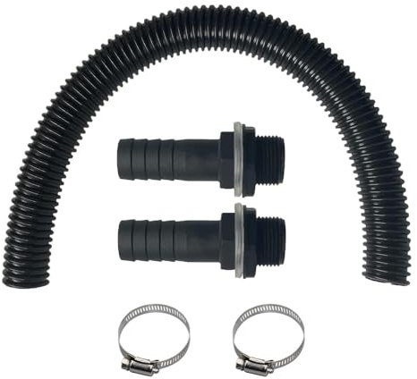 Regentonnen Verbindungsset inkl：1 Zoll (25mm) Regentonnen Verbinder Set, 2 Schlauchschellen, Regentonnen Anschluss Set, 50 cm Verbindungsschlauch, Regentonnendurchführung Für Wassertanks,Zisternen