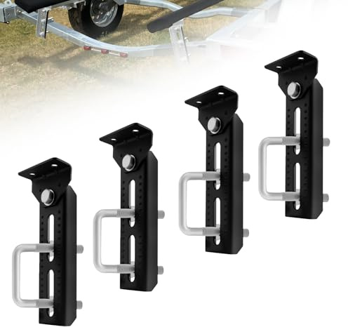 Andorm 8 Boat Trailer Bunk Brackets Kit Heavy Duty, Galvanized Swivel Top Bunk Bracket Kit for Boat Trailer Crossmember 1.5x3, 2x3, 3x3 Black 4 Pack