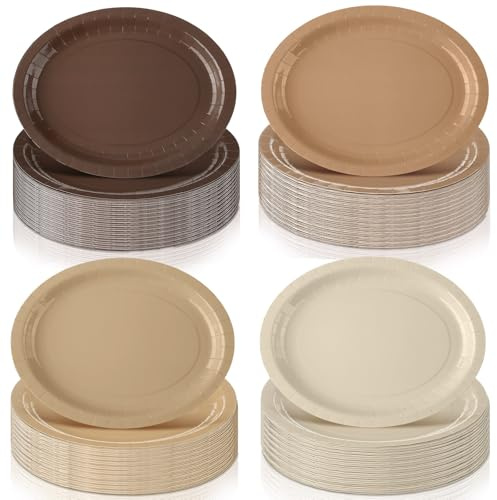 Geyoga 48 piatti marroni 10 x 12 grandi, usa e getta, resistenti, per feste, dessert, cene, compleanni, matrimoni, baby shower
