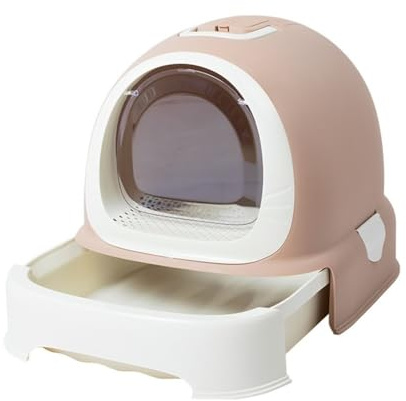 Caja de Arena, Caja de Arena for Gatos Cerrada con Tapa y asa, Inodoro portátil con cajón de privacidad Caja de Arena para Gatos(Pink)