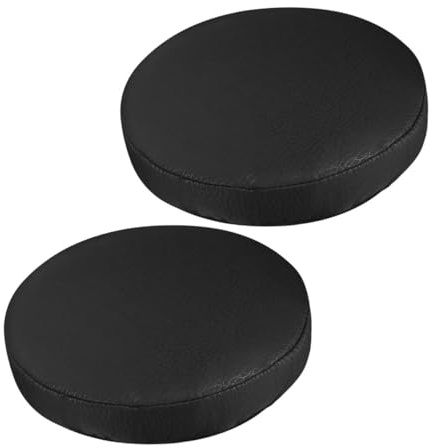Cabilock Runder Hockerbezug Elastisch 35cm, 2 Stück, Baumwolle Polyester | Schwarz, für Zuhause und Hotel, Leicht Anzubringen und Abzunehmen, Waschbar, Runde Form