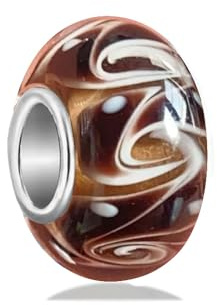 100% Authentic 925 Sterling Silver Murano Glass Charms, Flower Charms for Pandora Bracelets, Original Handmade DIY Bead for Women (color-02)