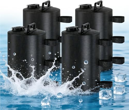4er Set Wassergewichtstaschen, Tragbare Gewichte für Pavillon, 10 Liter Winddicht PVC Zelt Gewichte, Wiederverwendbar Standfuß Sandsäcke für Pavillons Gartenzelte Festzelte Fester