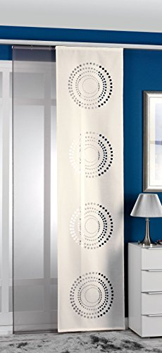 Gardinenbox 2er-Pack Schiebegardine Flächenvorhang Schiebevorhang Paneelwagen Beschwerungs, Creme-Grau, 245x60, 165665