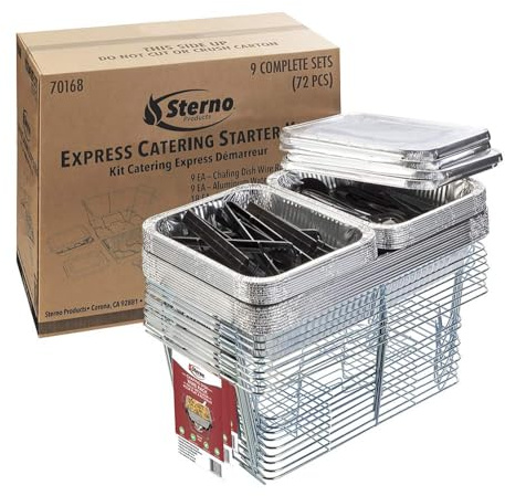 Sterno Chafing Dish Buffet Set - Chafing Dishes for Buffet, Catering Supplies Buffet Display - Pack of 9 Chafing Dish Set (Warming Fuel Sold Separately)