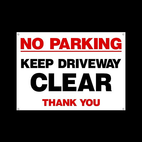 No Parking Keep Driveway Clear Plastic Sign with 4 Pre-Drilled Holes - Private Property, Parking, Clamping, Disabled, Driveway, Do not block (MISC42)