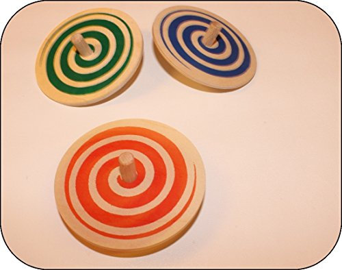 Erzgebirgische Holzspielwaren Ebert GmbH Spiralkreisel Blau – Durchmesser 75 mm – Kreisel – Brummkreisel – Kreiselspiel – Holzspielzeug aus dem Erzgebirge - NEU